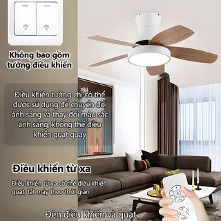【COD】Quạt trần phòng khách cho trần thấp Quạt trần cánh gỗ phòng ngủ cổ thấp Có một điều khiển từ xa