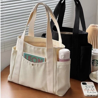 Túi Xách Đeo Vai Vải Canvas Tote Phong Cách Thời Trang Nữ Đi Học Đi Chơi
