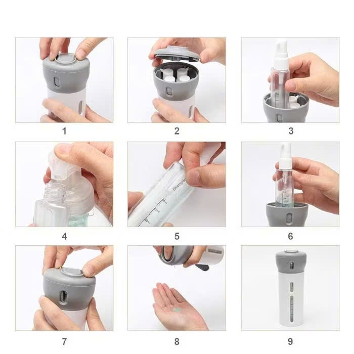 Chai Chiết Mỹ Phẩm 4in1 Tiện Lợi Du Lịch -Bộ Chai Rỗng 4 Trong 1 Chống Tràn - BÌNH CHIẾT BỎ TÚI GỌN NHẸ TIỆN LỢI DU LỊCH