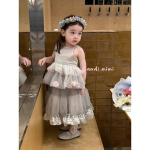 CANDI MIMI Áo hai dây bạc phối voan hoa nổi cao cấp- Phong cách Hàn Quốc