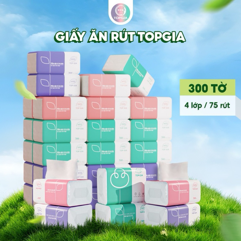 Giấy ăn đa năng Top Gia gói rút 3 màu Top Gia cao cấp, mềm mịn, an toàn ...