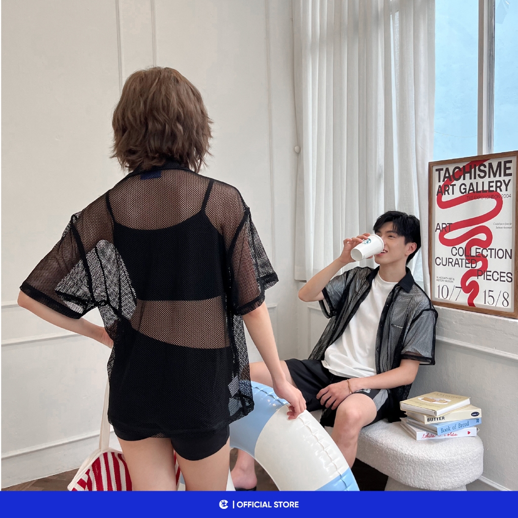 Áo sơ mi lưới ngắn tay nam nữ boxy Local Brand Chính Hãng City Cycle Áo sơ mi Reason Smile