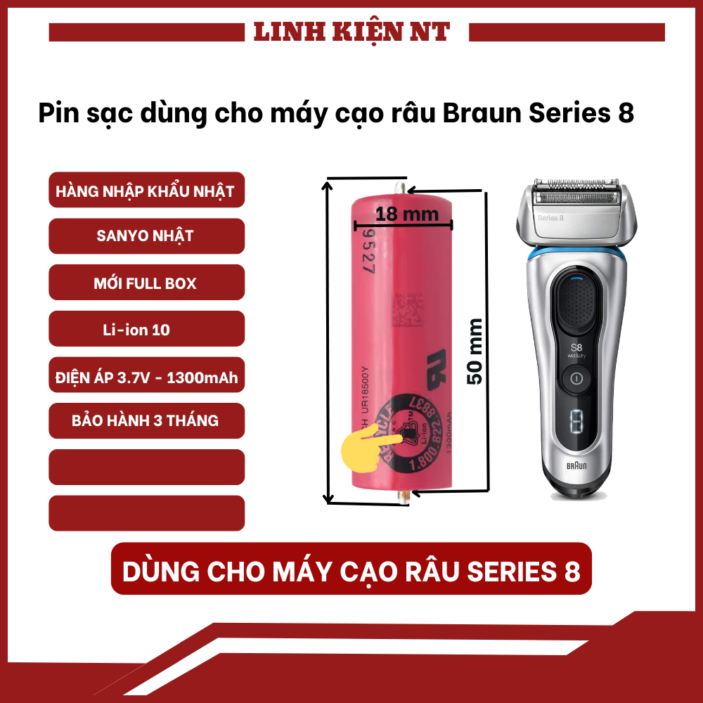 Pin Dùng Cho Máy Cạo Râu Braun Series 8 Nhật Bản, Pin Sạc Máy Cạo Râu ...