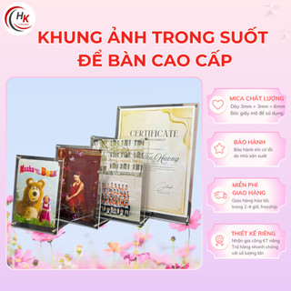 [KHÔNG IN ẢNH] Khung ảnh Mica để bàn - Kích thước A6 A5 A4 A3 Khung ảnh Mica trong suốt - Khung bằng khen - Chân ốc Inox