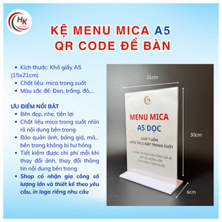 [HỎA TỐC-SỈ] Menu mica A4, A5, A6 để bàn - Bảng Mica Kệ Menu Mica chữ T để QR thanh toán, làm menu nhà hàng, salon, spa
