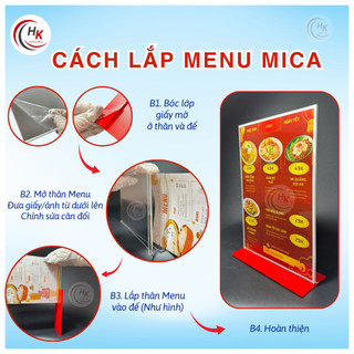 [HỎA TỐC-SỈ] Menu mica A4, A5, A6 để bàn - Bảng Mica Kệ Menu Mica chữ T để QR thanh toán, làm menu nhà hàng, salon, spa