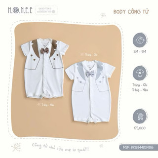 Body ông tử hrnee màu ghi,nâu cho bé 0-9m