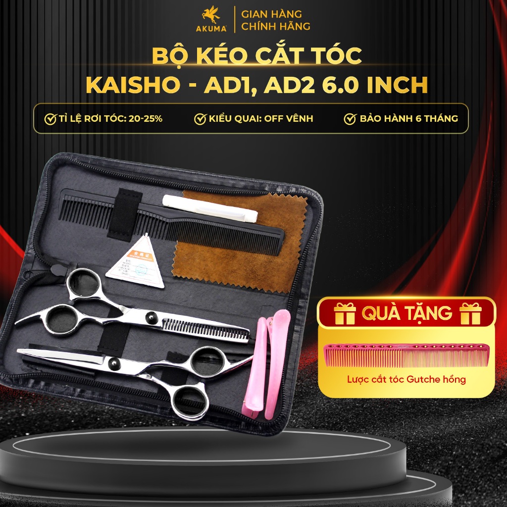 Ảnh Bộ Kéo Cắt Tóc KAISHO - AD1, AD2 6.0 Inch, Hàng Chất Lượng, Kéo Cắt Tóc Gia Đình, Học Viên, Thợ Tóc 1