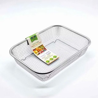 Rổ inox đa năng dày đẹp - hình chữ nhật inox xịn không gỉ sét - RỔ LƯỚI INOX - MÃ: RO883
