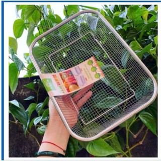 Rổ inox đa năng dày đẹp - hình chữ nhật inox xịn không gỉ sét - RỔ LƯỚI INOX - MÃ: RO883