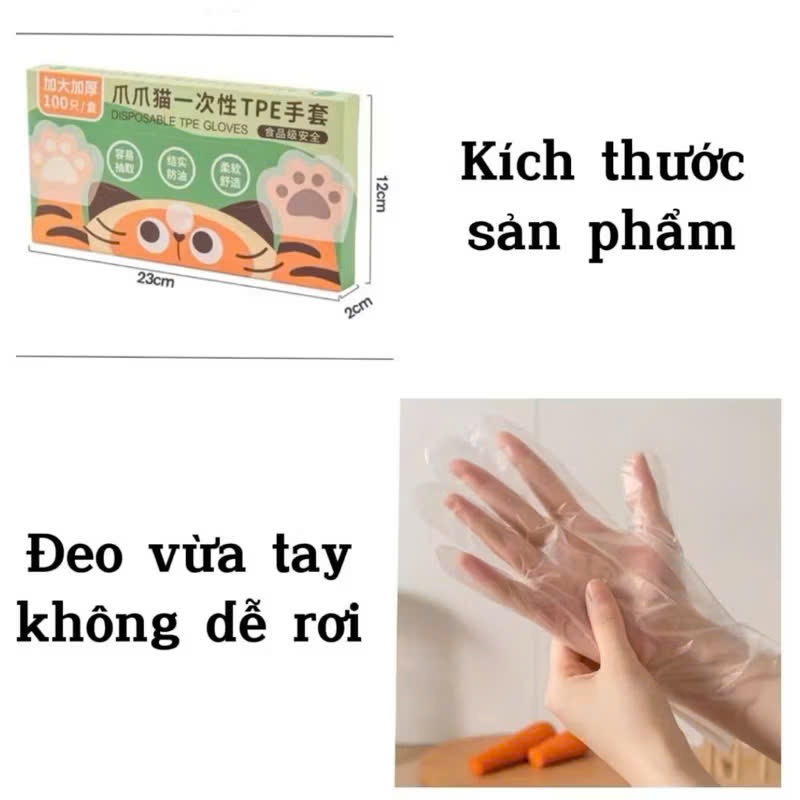 Combo Bao Tay Nilon Chế Biến Thực Phẩm An Toàn,Hộp Găng Tay Hình Hổ Dùng 1 Lần - BAO TAY NHÀ BẾP HÌNH HỔ DỄ THƯƠNG