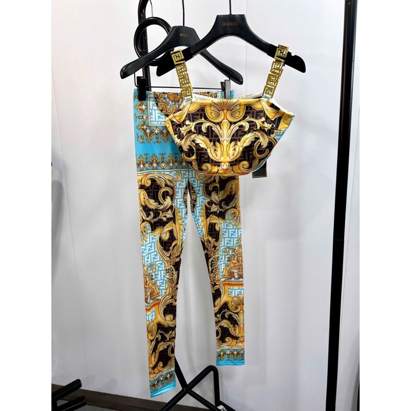 set áo váy hoạ tiết Versace chất thun lạnh co dãn