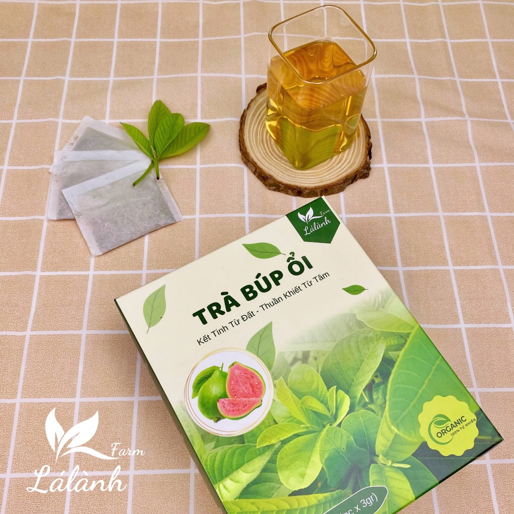 1 Hộp 60 Gói Túi Lọc, Trà Lá Ổi Lá Lành Farm, Trà lá ổi Nguyên Chất, Trà búp ổi Thảo Mộc Tự Nhiên