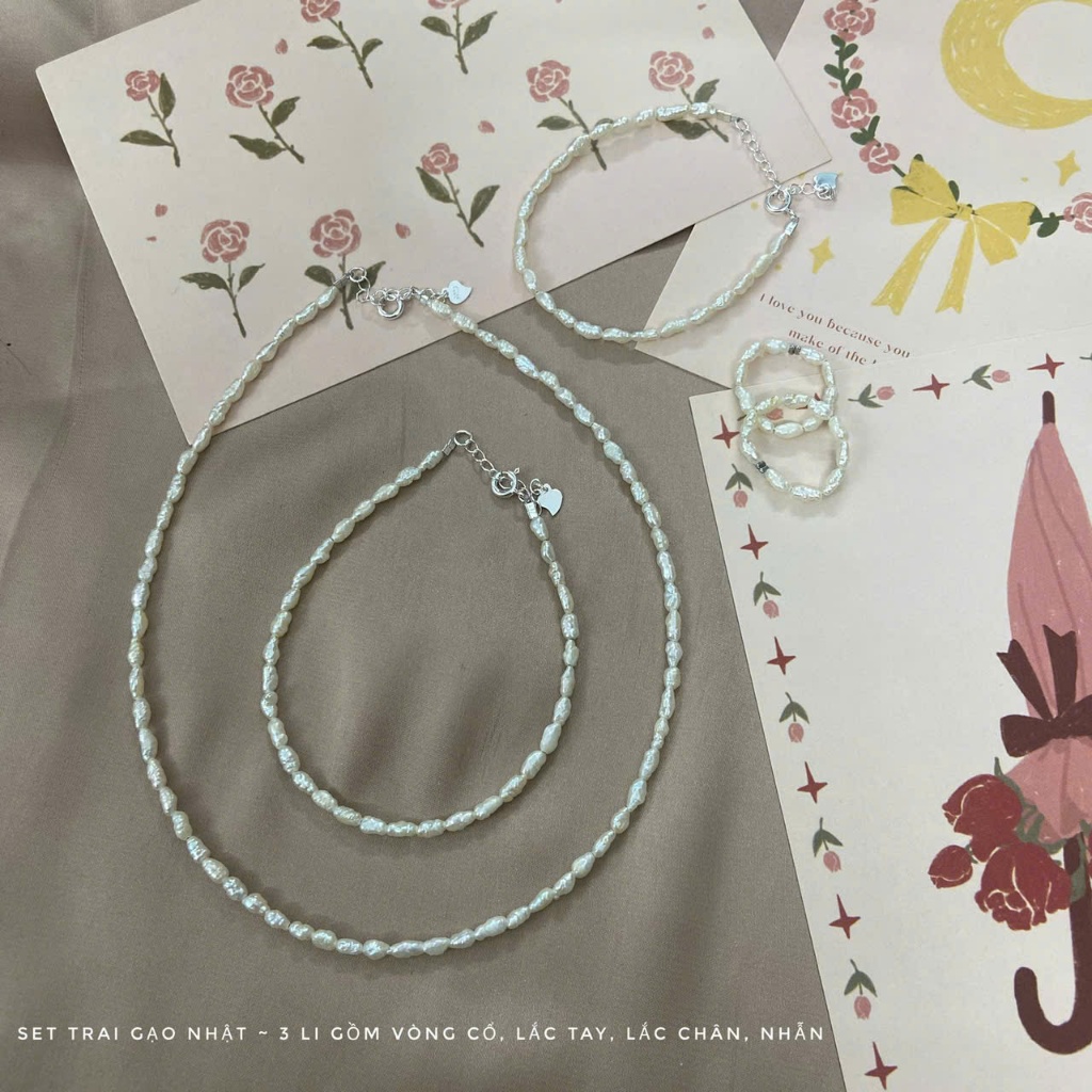 Vòng cổ trai (TRAI THẬT) dị hạt gạo tuyển chọn Nhật sz 3-4 li