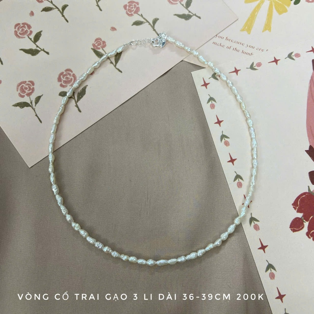 Vòng cổ trai (TRAI THẬT) dị hạt gạo tuyển chọn Nhật sz 3-4 li