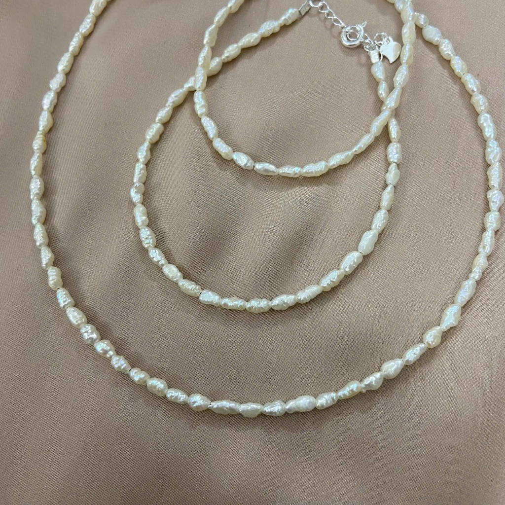 Vòng cổ trai (TRAI THẬT) dị hạt gạo tuyển chọn Nhật sz 3-4 li
