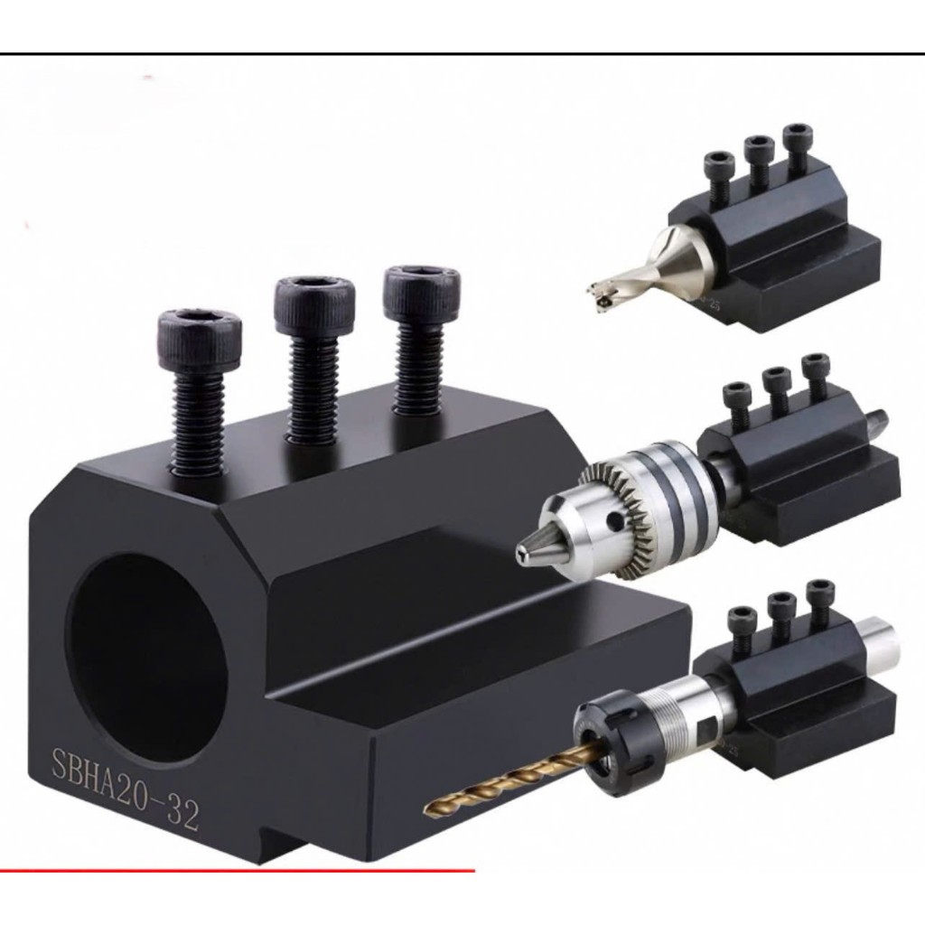 BỘ GÁ KẸP CHO MÁY TIỆN CƠ CHUYỂN ĐỔI KẸP VUÔNG 20,25 SANG KẸP CÁN DẠNG LỖ PHI 6mm đến 32mm