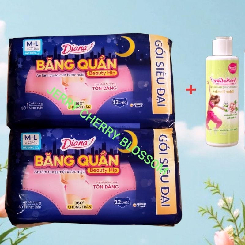 [KÈM QUÀ ngẫu nhiên]Combo 2 gói băng vệ sinh dạng quần Diana Beauty hip size ML12 chiếc/gói