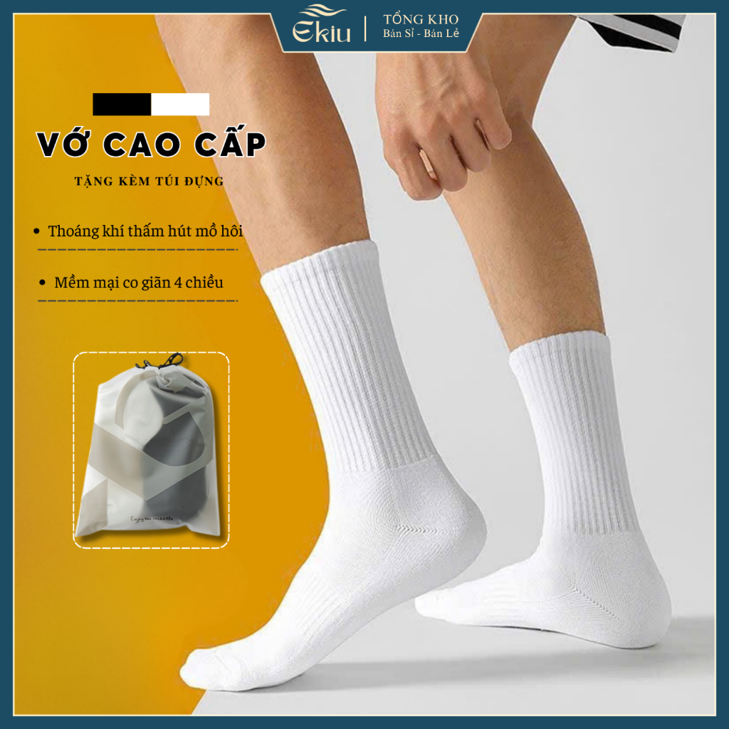 Tất vớ thể thao nam cổ cao chất liệu mềm mại thoáng khí êm chân - Ekiu Shop