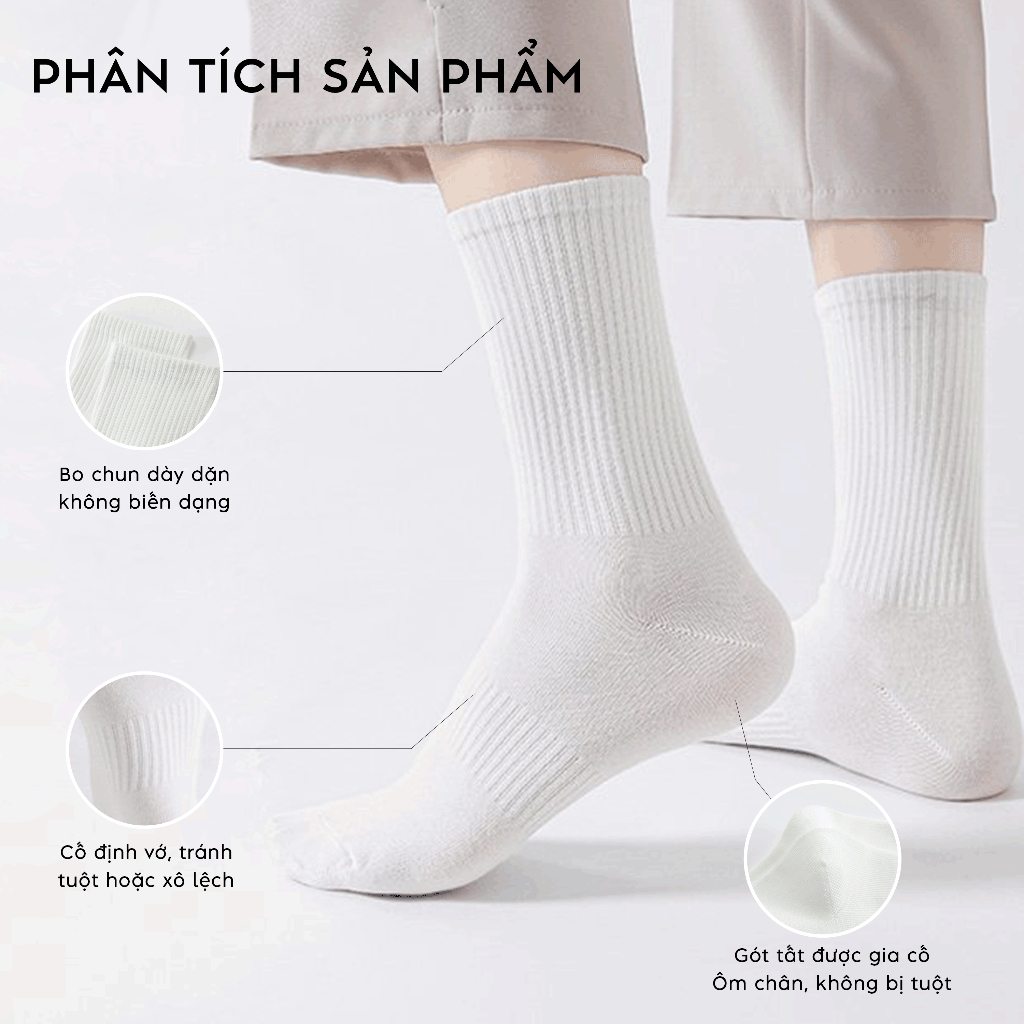 Tất vớ thể thao nam cổ cao chất liệu mềm mại thoáng khí êm chân - Ekiu Shop