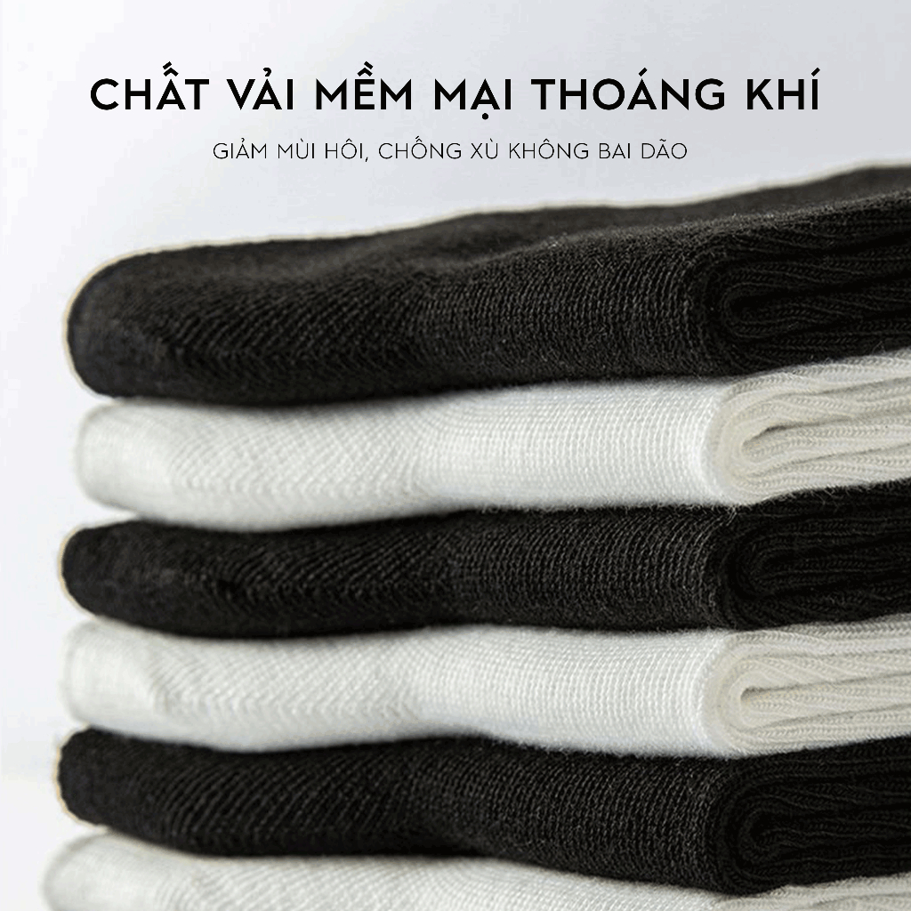 [COMBO 5] Tất Vớ Nam Nữ Cổ Cao Trơn EKIUSHOP Cotton Êm Ái Dày Dặn Thoáng Khí - Ekiu Shop
