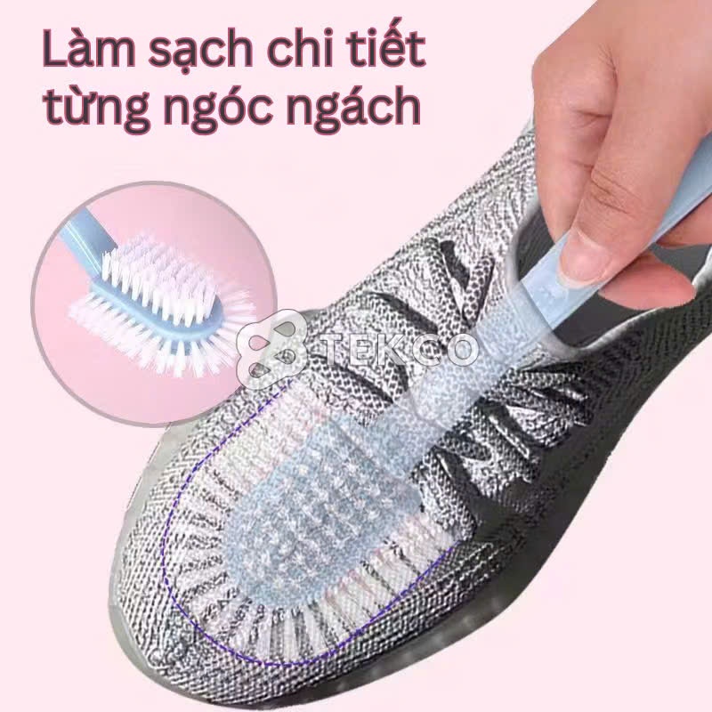 [COMBO 10]Cây Chổi Vệ Sinh Giày Chuyên Dụng,Cọ Chà Giày 3 Đầu Lông Mềm Tiện Lợi - BÀN CHẢI CHÀ GIÀY HAI MẶT CÁN DÀI DỄ D