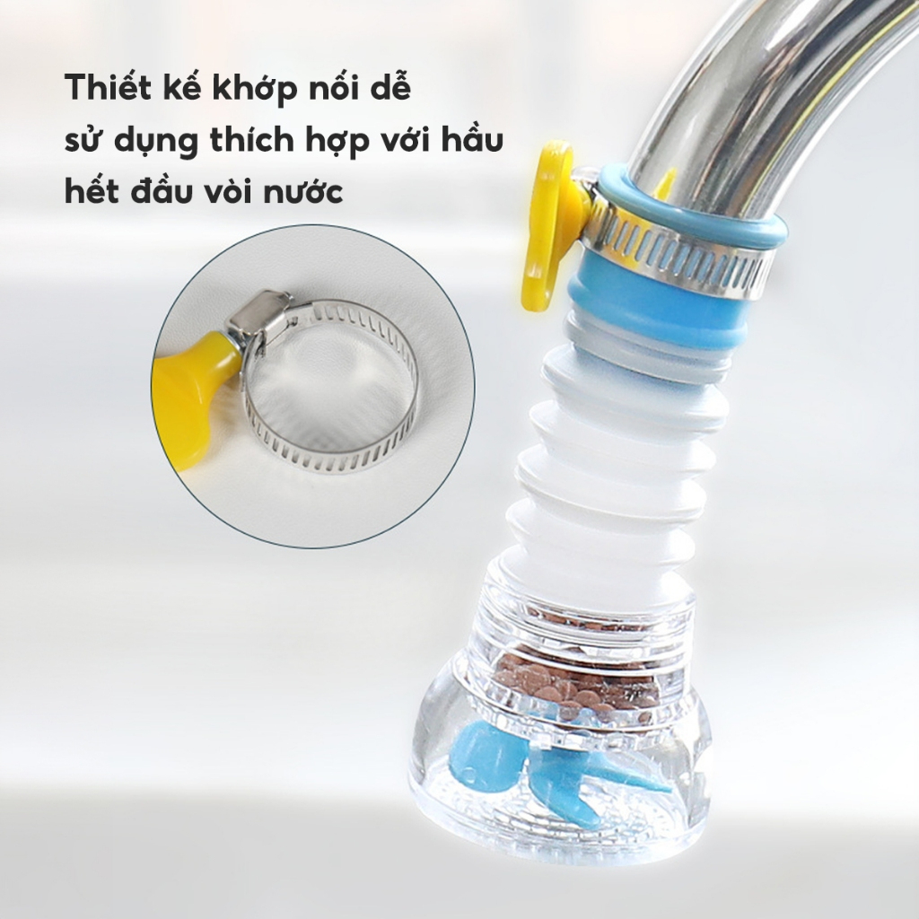 Vòi Lọc Nước Rửa Bát Tăng Áp xoay 360 có thể kéo dài chống bắn nước TVTGIADUNG