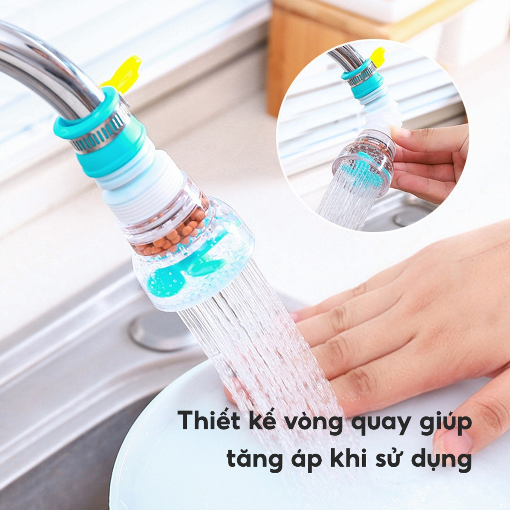 Vòi Lọc Nước Rửa Bát Tăng Áp xoay 360 có thể kéo dài chống bắn nước TVTGIADUNG