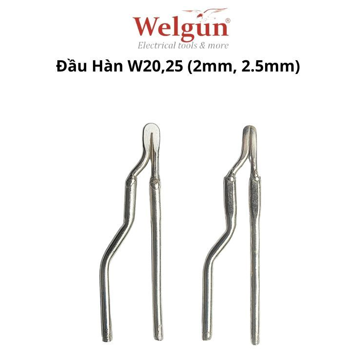 Đầu hàn hợp kim niken siêu bền W20, W25 có tính năng ổn định nhiệt, chống đỏ, chống oxi hóa đầu hàn - Welgun