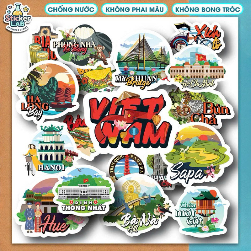 STICKER VIỆT NAM (MUA 1 TẶNG 2) | BỘ STICKER DANH LAM THẮNG CẢNH & ĐẶC ...