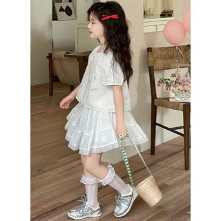 [B&G] Sét váy MLS nàng thơ trắng thêu chữ kèm chân váy xèo cho bé gái từ 12-45kg(2-12 tuổi)