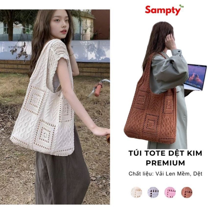 [GIẢM 30K ĐƠN 0Đ TRÊN LIVE] Túi Tote Dệt Kim 𝐒𝐚𝐦𝐩𝐭𝐲 Len Nữ Phong Cách Cổ Điển Hàn Quốc Summer 2025