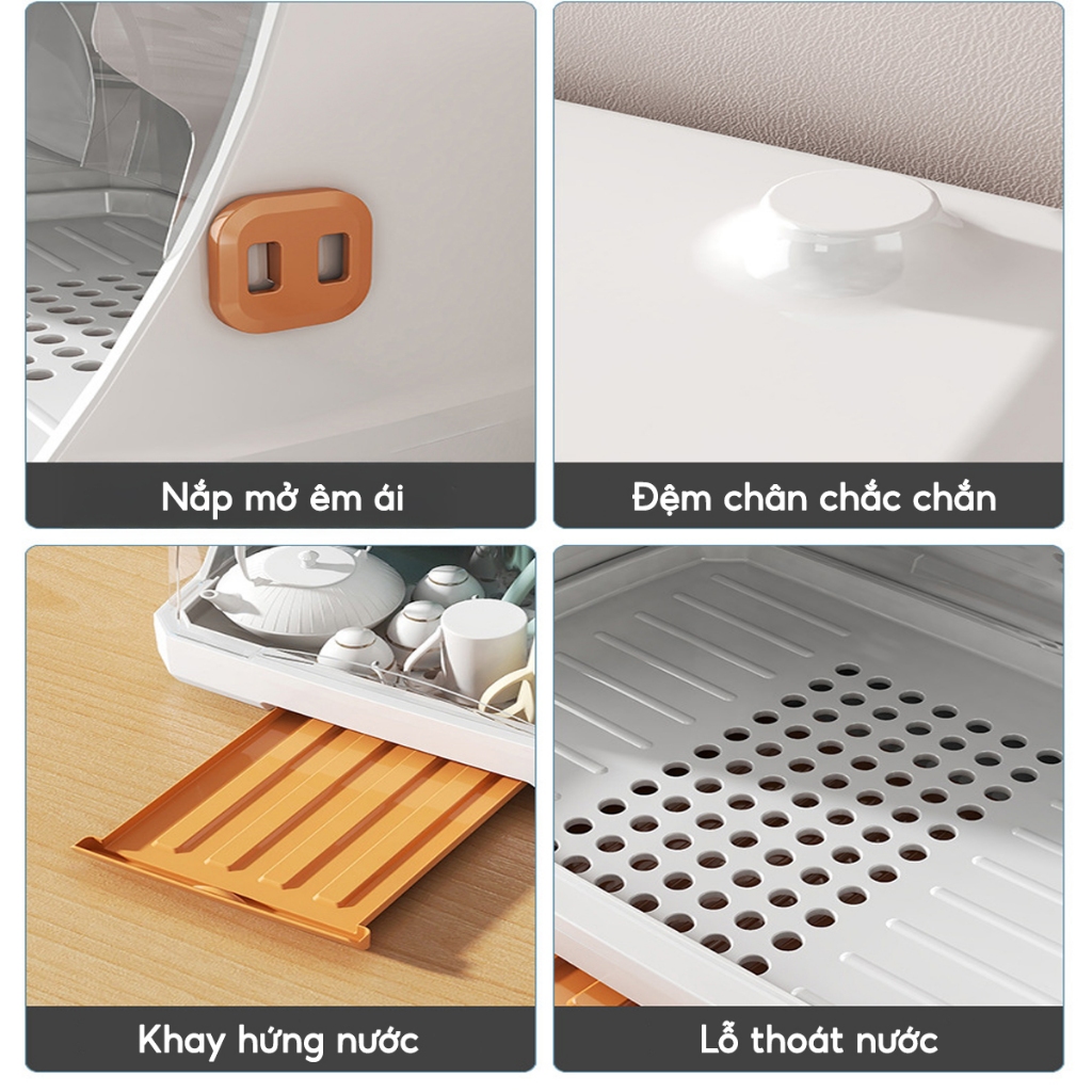 GIÁ ĐỰNG CỐC CHÉN CAO CẤP, KHAY ÚP BÌNH SỮA CÓ NẮP, Giữ Vệ Sinh An Toàn, Phù Hợp Gia Đình Có Trẻ Nhỏ