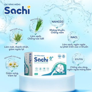 Gạc Răng Miệng Sachi Kháng Khuẩn Tự Nhiên Cho Bé Hộp 30 Gói - Rơ Lưỡi Vệ Sinh Nướu Và Chống Sâu Răng