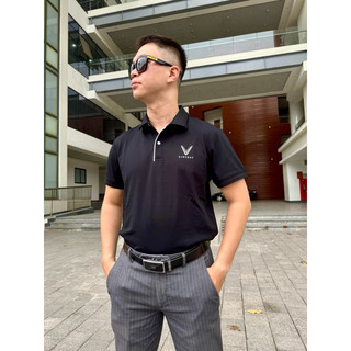 Áo polo logo Vinfast mẫu 2026 đồng phục, màu đen,vải CVC cotton cao cấp, chống nhăn, logo phản quang
