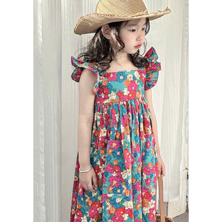 [B&G] Đầm váy hoa thô cotton dáng dài mùa hè cho bé gái từ 10-40kg(1-10 tuổi)