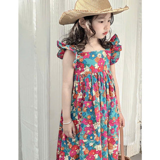 [B&G] Đầm váy hoa thô cotton dáng dài mùa hè cho bé gái từ 10-40kg(1-10 tuổi)