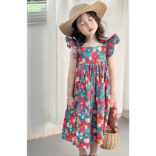 [B&G] Đầm váy hoa thô cotton dáng dài mùa hè cho bé gái từ 10-40kg(1-10 tuổi)