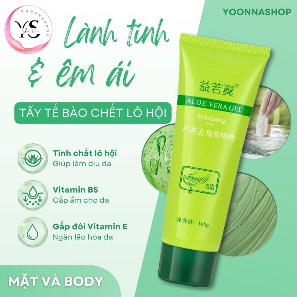 Gel tẩy tế bào chết dưỡng da tươi trẻ trắng sáng ADQ BOM 100g tinh chất lô hội tự nhiên A258