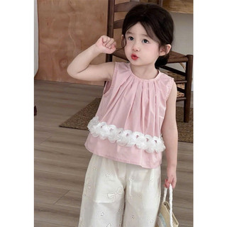 [B&G] Sét bộ áo hồng phối quần thêu nơ dễ thương cho bé gái từ 10-42kg(2-12 tuổi)