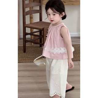 [B&G] Sét bộ áo hồng phối quần thêu nơ dễ thương cho bé gái từ 10-42kg(2-12 tuổi)