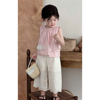 [B&G] Sét bộ áo hồng phối quần thêu nơ dễ thương cho bé gái từ 10-42kg(2-12 tuổi)