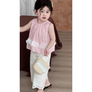 [B&G] Sét bộ áo hồng phối quần thêu nơ dễ thương cho bé gái từ 10-42kg(2-12 tuổi)