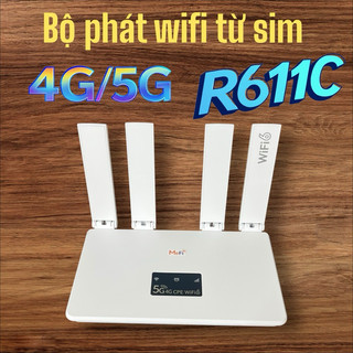 Bộ Phát Wifi 4G R611C - 4 Ăngten Gấp Gọn, Wifi 6, Cổng LAN Kết Nối PC/Camera, Sạc Type-C