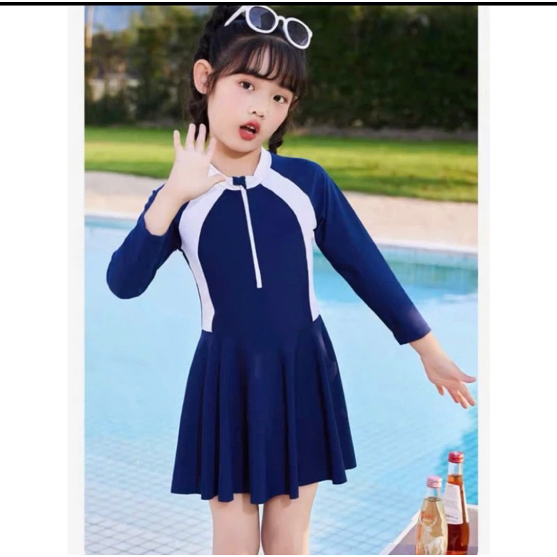 đồ bơi em bé size(2,4,6,8) sét đồ bơi em bé pha dây kéo cực xinh váy có quần đùi bên trong