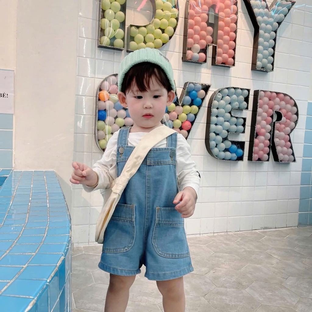 (HÀNG CÓ SẴN) QC- Yếm bò vải mềm cover Hàn Quốc bé trai bé gái mặc đều xinh bé 9-15kg