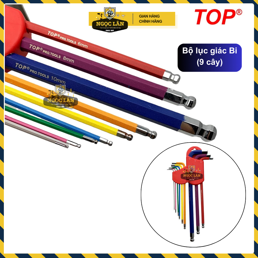 [Chính hãng TOP] Bộ lục giác bi và lục giác bông mai TOP 9 cây màu thép C60, sơn tĩnh điện cao cấp