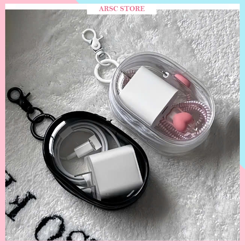 Túi Lưu Trữ Sạc Phong Cách Ins Mini Trong Suốt Cáp Dữ Liệu Hộp Lưu Trữ Cáp Dữ Liệu Di Động Bảo Vệ Túi Lưu Trữ Tai Nghe