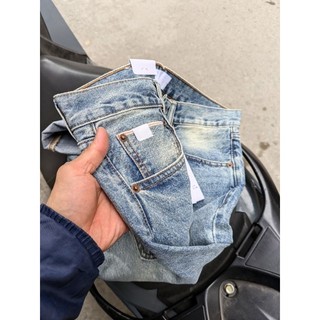 [loại lai lai biên dày đẹp] quần jean nam selvedge denim rêu đá rách