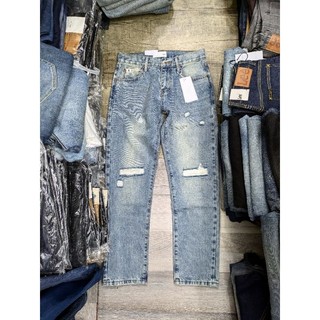[loại lai lai biên dày đẹp] quần jean nam selvedge denim rêu đá rách